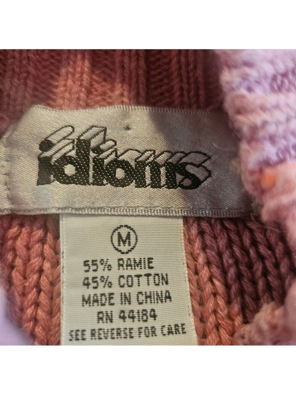 IDIOMS VINTAGE 80s WOMEN'S PINK CHUNKY CABLE KNIT TURTLENECK SWEATER SIZE MEDIUM - Picture 2 of 9